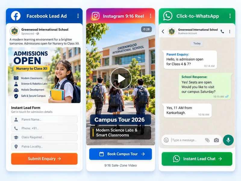Facebook and Instagram ad creatives for school admissions in Patna