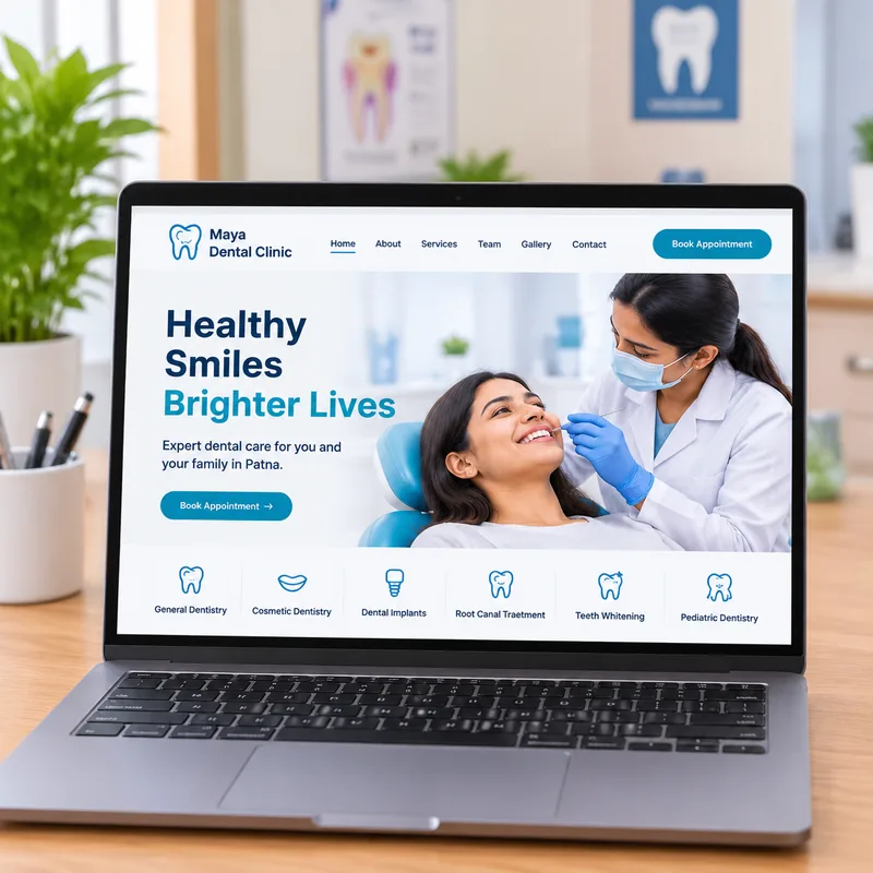 Modern dental clinic website in Patna optimized for specialty and location searches with online appointment booking