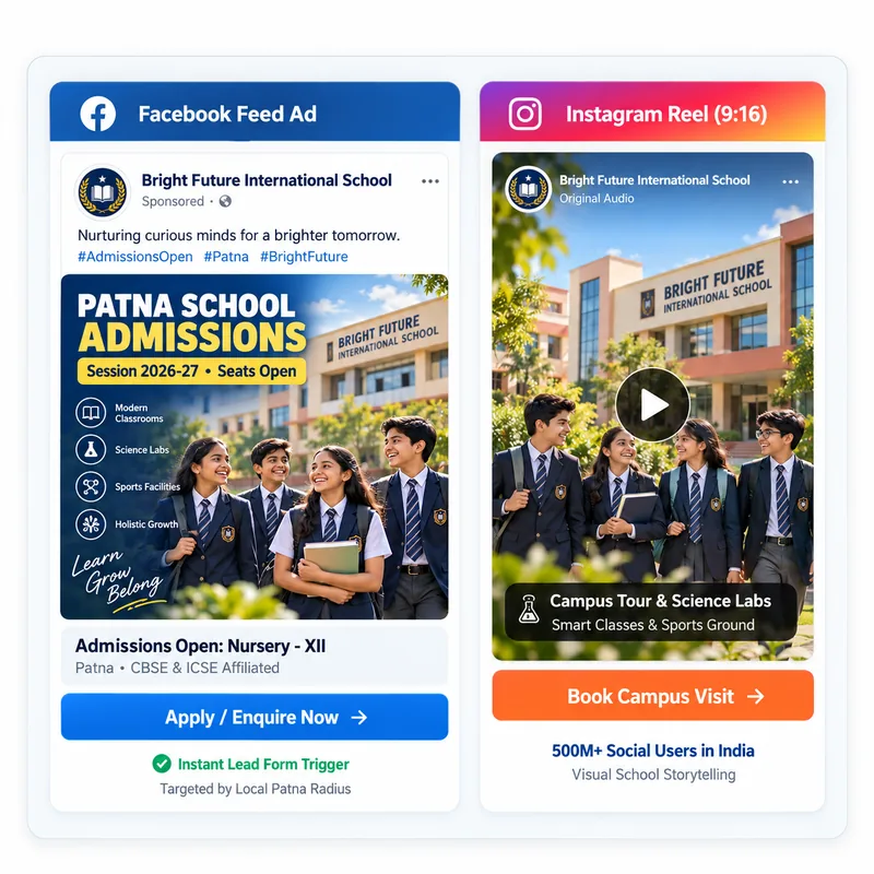 Facebook and Instagram school admission ads in Patna by Vyapar Wallah